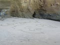 Drawings in the sand at Sunset Cliffs in California Royalty Free Stock Photo