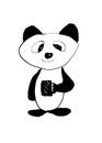 Panda with a cup labeled `Coffee`