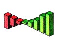 Drawn Bar Chart Growing From Losses To Profit