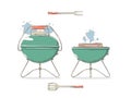 Drawn barbecue / grill elements for restaurant menu or weekend outdoor lunch or picnic