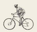 Drawn bicyclist rider man vector sketch bicycle