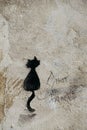 Drawn black cat silhouette wall decoration