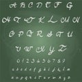 Drawn on a blackboard alphabet and numbers with