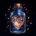A drawn bottle with a cork and a heart inside