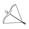 A drawn bow and arrow. Decorative design element for Valentine's Day. Simple outline illustration drawn by hand and Royalty Free Stock Photo