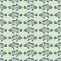 Drawn cartoon fish seamless pattern, nautical vector background. Abstract in a row, repeating element. For the design of the fabr Royalty Free Stock Photo