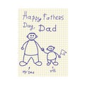 Drawn by a child drawing for Father`s Day on workbook sheet. Greetings Happy Father`s Day from son. Vector.