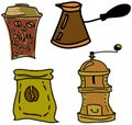 Drawn colored picture with coffee stuff Royalty Free Stock Photo