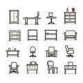 drawn computer furniture icons for furniture store Royalty Free Stock Photo