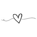 Drawn of Continuous line drawing of love sign with heart embrace minimalism design on white background doodle