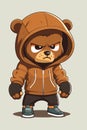 A drawn cool, rebellious young bear. Ai generative