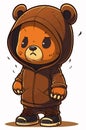 A drawn cool, rebellious young bear. Ai generative