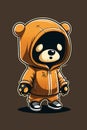 A drawn cool, rebellious young bear. Ai generative