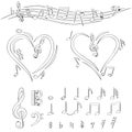 Drawn Doodle Lined Icon Set Big Music Pack Royalty Free Stock Photo