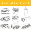 Drawn Doodle Lined Icon Set Fast Food I