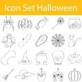 Drawn Doodle Lined Icon Set Halloween I Royalty Free Stock Photo