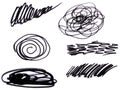 Drawn doodles and chaotic circles on a white background with a black felt-tip pen Royalty Free Stock Photo