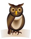 Drawn funny little brown Owl