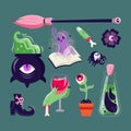 drawn halloween elements collection vector illustration Royalty Free Stock Photo