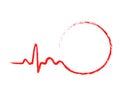 Drawn heartbeat icon with circle. Vector illustration.