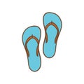 Drawn icon of a colorful summer slippers