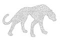 Drawn jaguar, leopard, wild cat, panther doodle outline silhouette