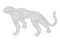 Drawn jaguar, leopard, wild cat, panther doodle outline silhouette Royalty Free Stock Photo