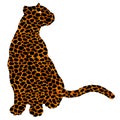 Drawn jaguar, leopard, wild cat, panther coloured silhouette Royalty Free Stock Photo