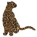 Drawn jaguar, leopard, wild cat, panther coloured silhouette Royalty Free Stock Photo