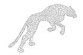 Drawn jaguar, leopard, wild cat, panther doodle outline silhouette Royalty Free Stock Photo