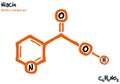 Drawn molecule and formula of Niacin