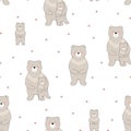 Drawn mother bear, father and bear cubs seamless pattern.