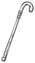 Drawn outline illustration of a classic walking cane in black and white Royalty Free Stock Photo