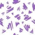 Drawn paint scribble zigzags seamless pattern. Basic universal design lilac and white