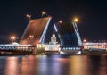 Drawn Palace Bridge and Kunstkamera at white night, Saint Petersburg, Russia Royalty Free Stock Photo