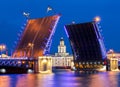 Drawn Palace Bridge and Kunstkamera at white night, Saint Petersburg, Russia Royalty Free Stock Photo