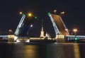 Drawn Palace Bridge and Peter and Paul Fortress at white night, Saint Petersburg, Russia Royalty Free Stock Photo