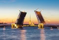 Drawn Palace Bridge and Peter and Paul Fortress at white night, Saint Petersburg, Russia Royalty Free Stock Photo