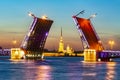 Drawn Palace Bridge and Peter and Paul Fortress at white night, St. Petersburg, Russia Royalty Free Stock Photo