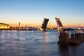 Drawn Palace Bridge and Peter and Paul Fortress at white nights, St. Petersburg, Russia Royalty Free Stock Photo