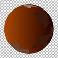 Drawn planet Mars Isolated on a transparent background. Royalty Free Stock Photo