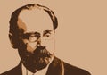 Portrait of Emile Zola, famous French writer.