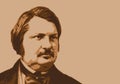 Portrait of HonorÃÂ© de Balzac, famous French writer of the 19th century.