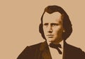 Portrait of the famous German musician and composer, Johannes Brahms. Royalty Free Stock Photo
