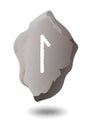 DRAWN RUNE LAGUZ ON A GRAY STONE