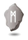 DRAWN RUNE MANNAZ ON A GRAY STONE