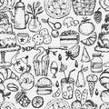 drawn seamless pattern for kitchen theme .Vector