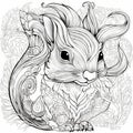 drawn squirrel zentangle style for coloring t shirt logo