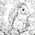 drawn squirrel zentangle style for coloring t shirt logo