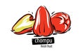 Drawn vector chompu on a white background